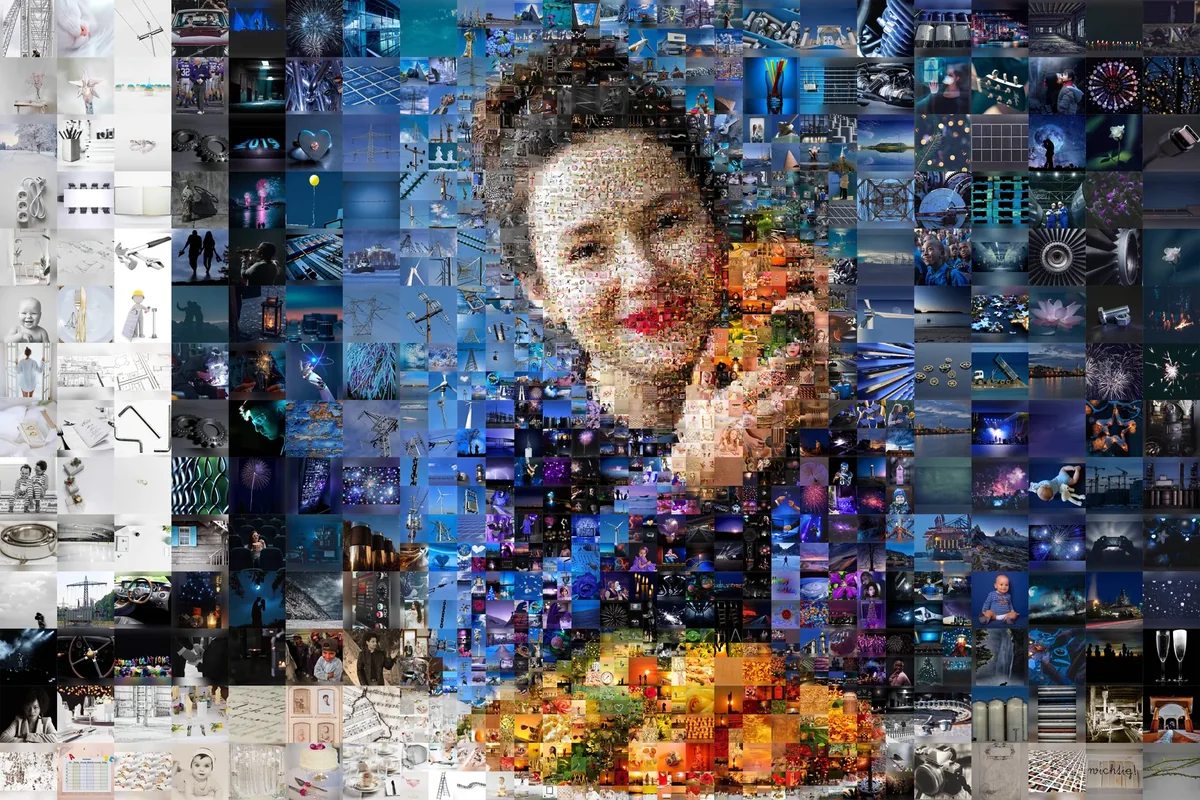 Девушка с мандаринами, собранная из тысяч фотографий